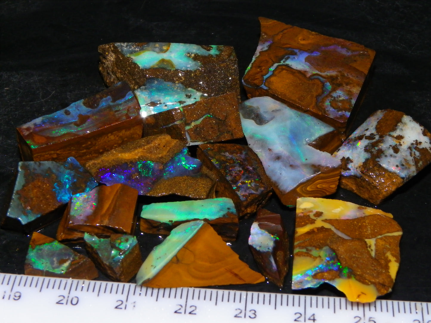 Nice Rough/Sliced Boulder Opal parcel 300cts Queensland Australia patterns/Fires