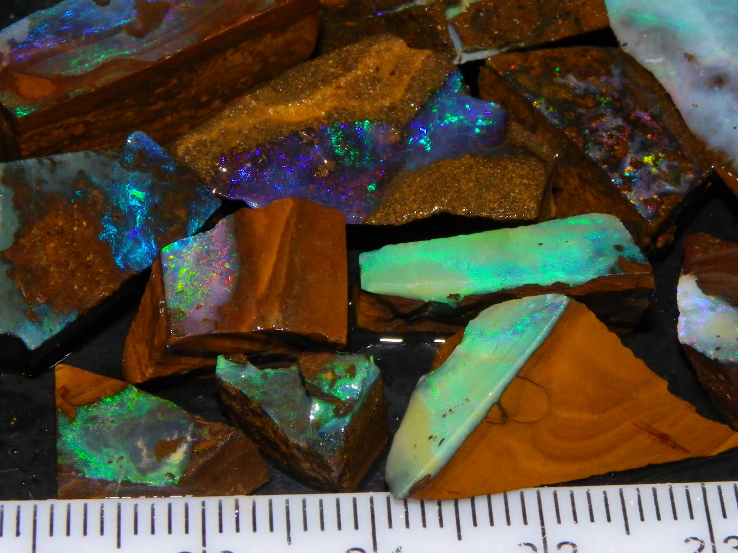 Nice Rough/Sliced Boulder Opal parcel 300cts Queensland Australia patterns/Fires