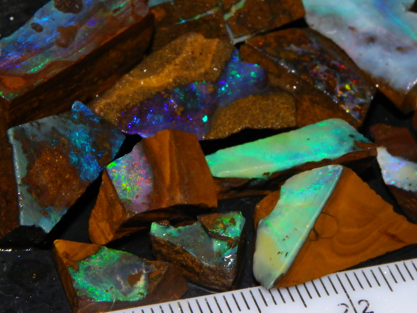 Nice Rough/Sliced Boulder Opal parcel 300cts Queensland Australia patterns/Fires