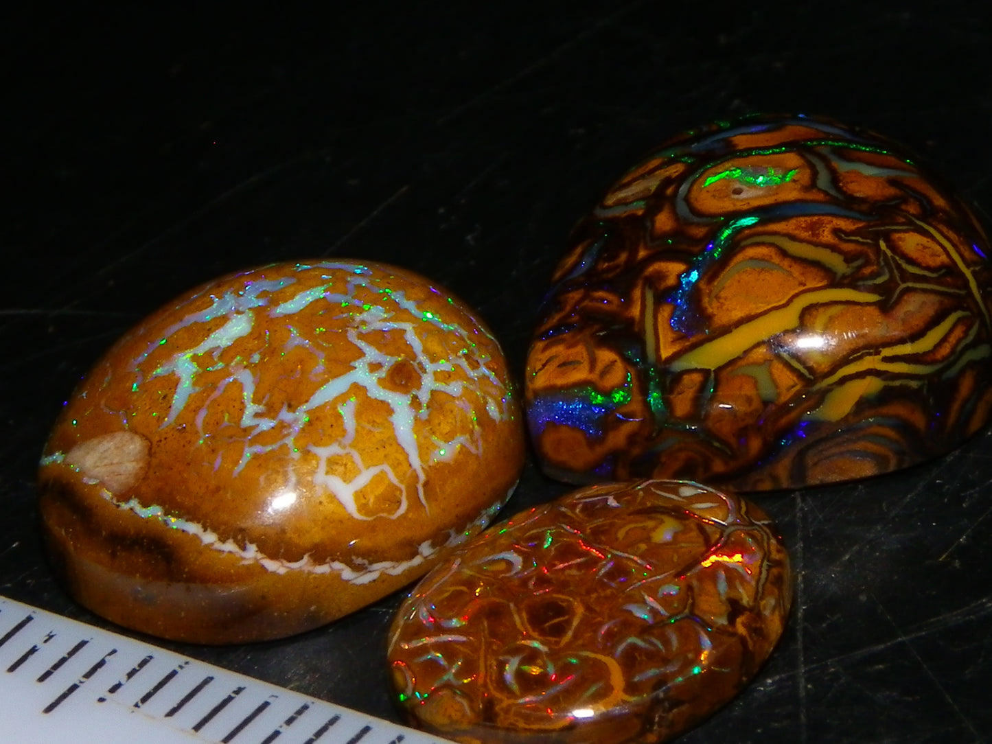 3 Nice Cut/Polished Koroit/Yowah Opal Ring Stones 17.5cts Multicolour Fires Qld Australia