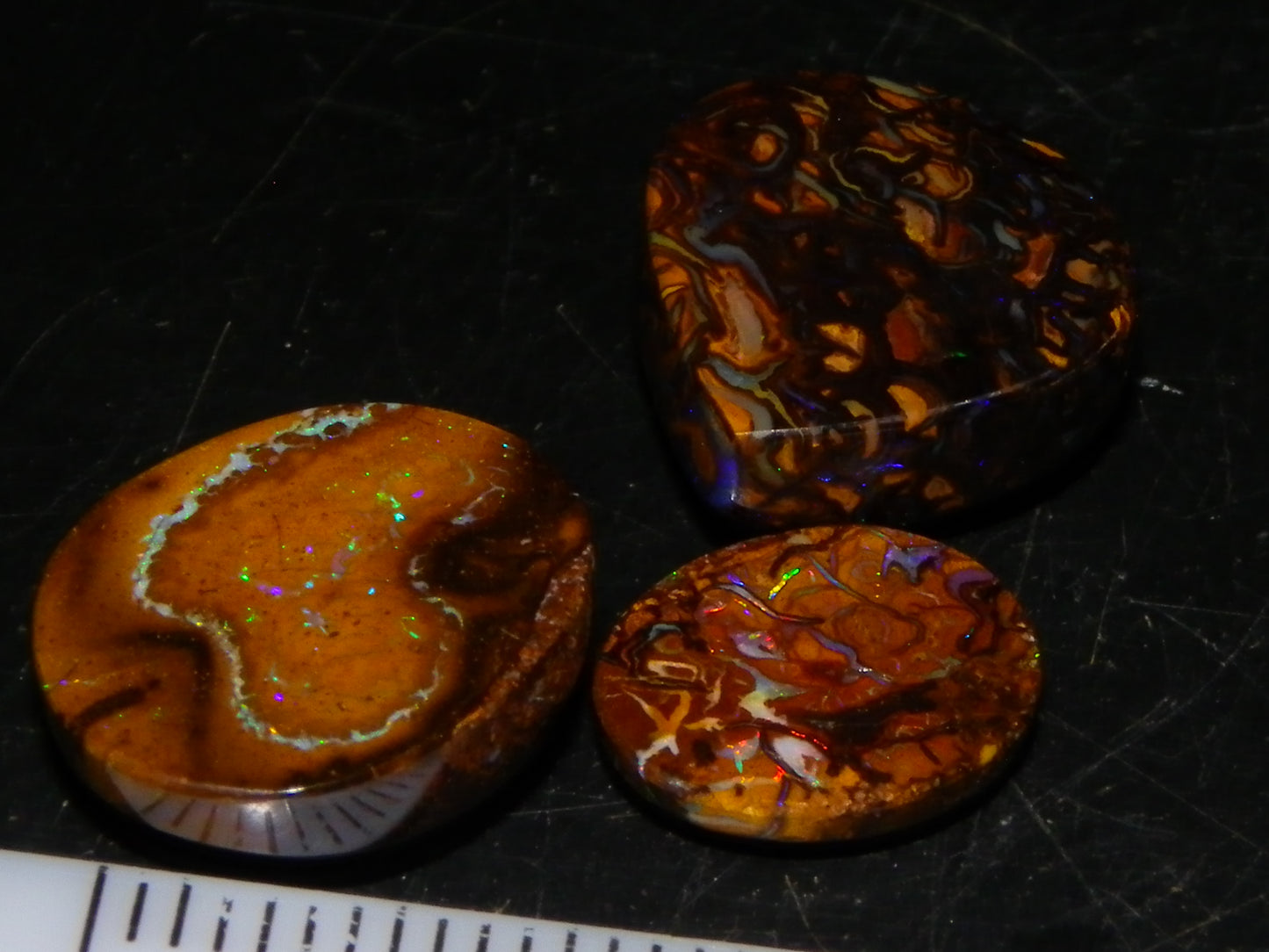 3 Nice Cut/Polished Koroit/Yowah Opal Ring Stones 17.5cts Multicolour Fires Qld Australia