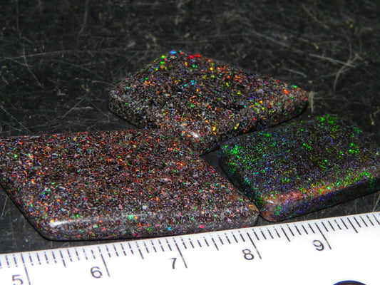 3 Nice Cut/Polished/Treated Andamooka Matrix Opals 48.16cts Red/Gold/Green Fires Australia