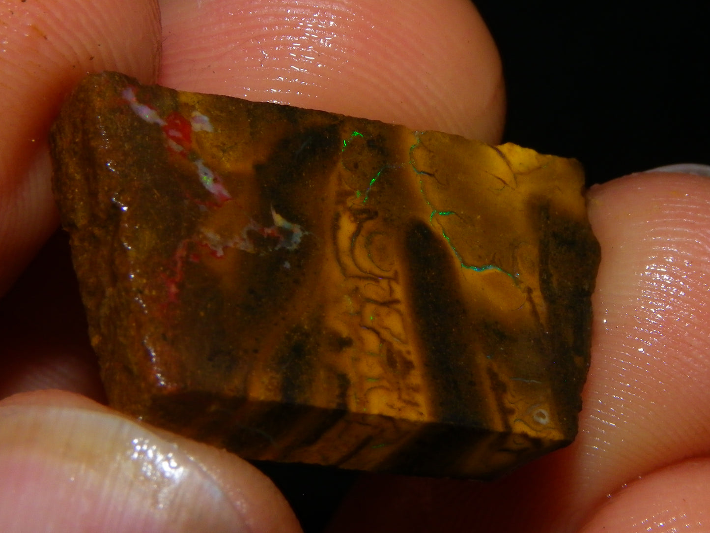 Nice Rough/sliced Matrix/Koroit Opal Parcel 225.2cts Patterns Some Fires Red/Greens