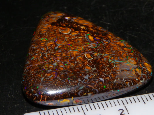 Good Quality Koroit Opal Cab/Freeform 78.9cts Double sided 2 Patterns Blue/Green Fires Queensland Australia