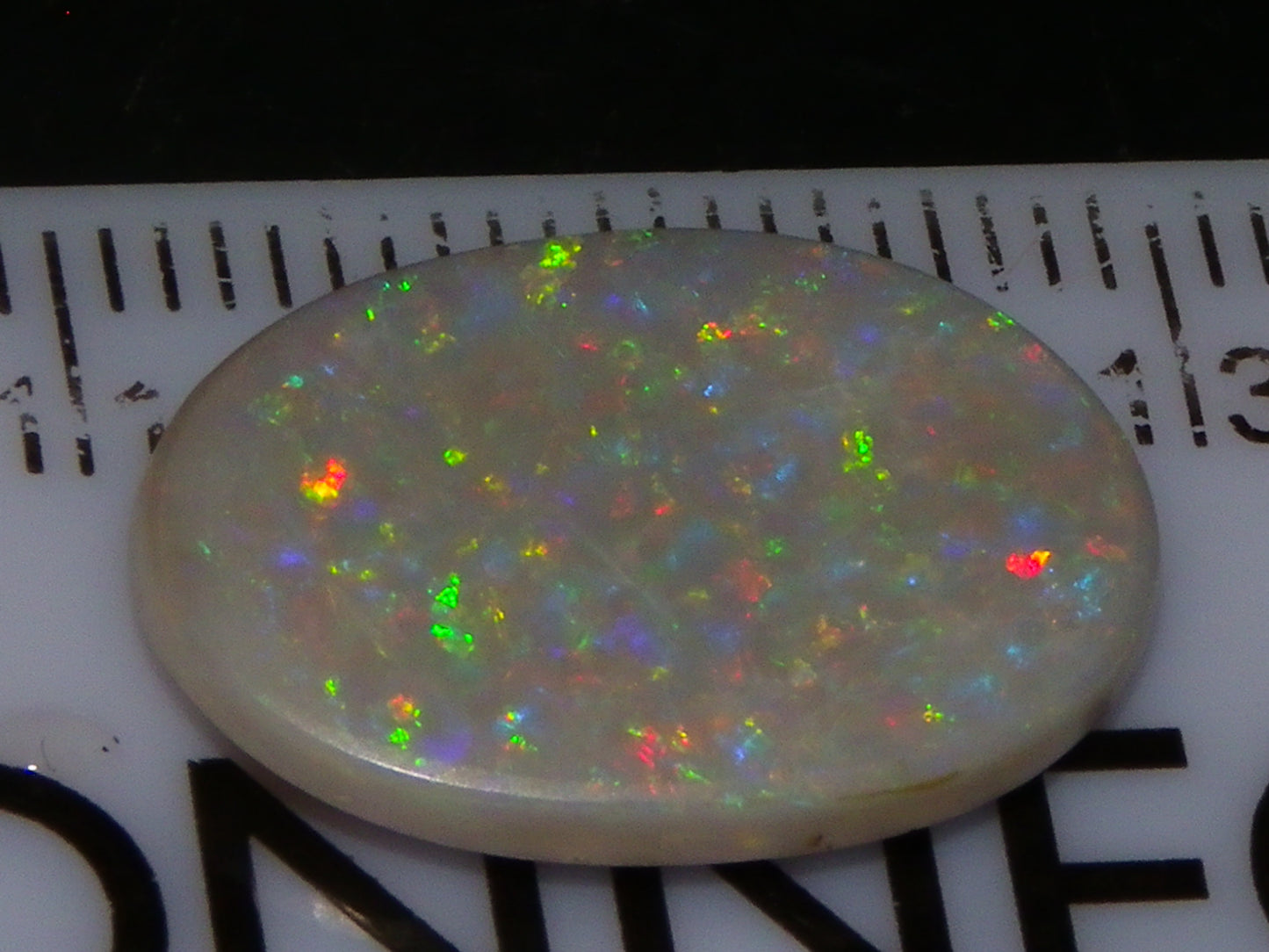 NIce Cut/Polished Mintabie Seam Opal Cab 4.8cts Multicolour Fires 18x12mm :)