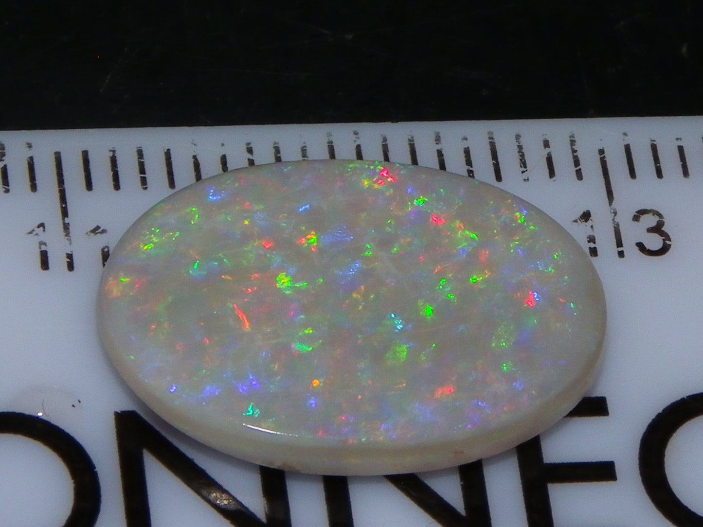 NIce Cut/Polished Mintabie Seam Opal Cab 4.8cts Multicolour Fires 18x12mm :)