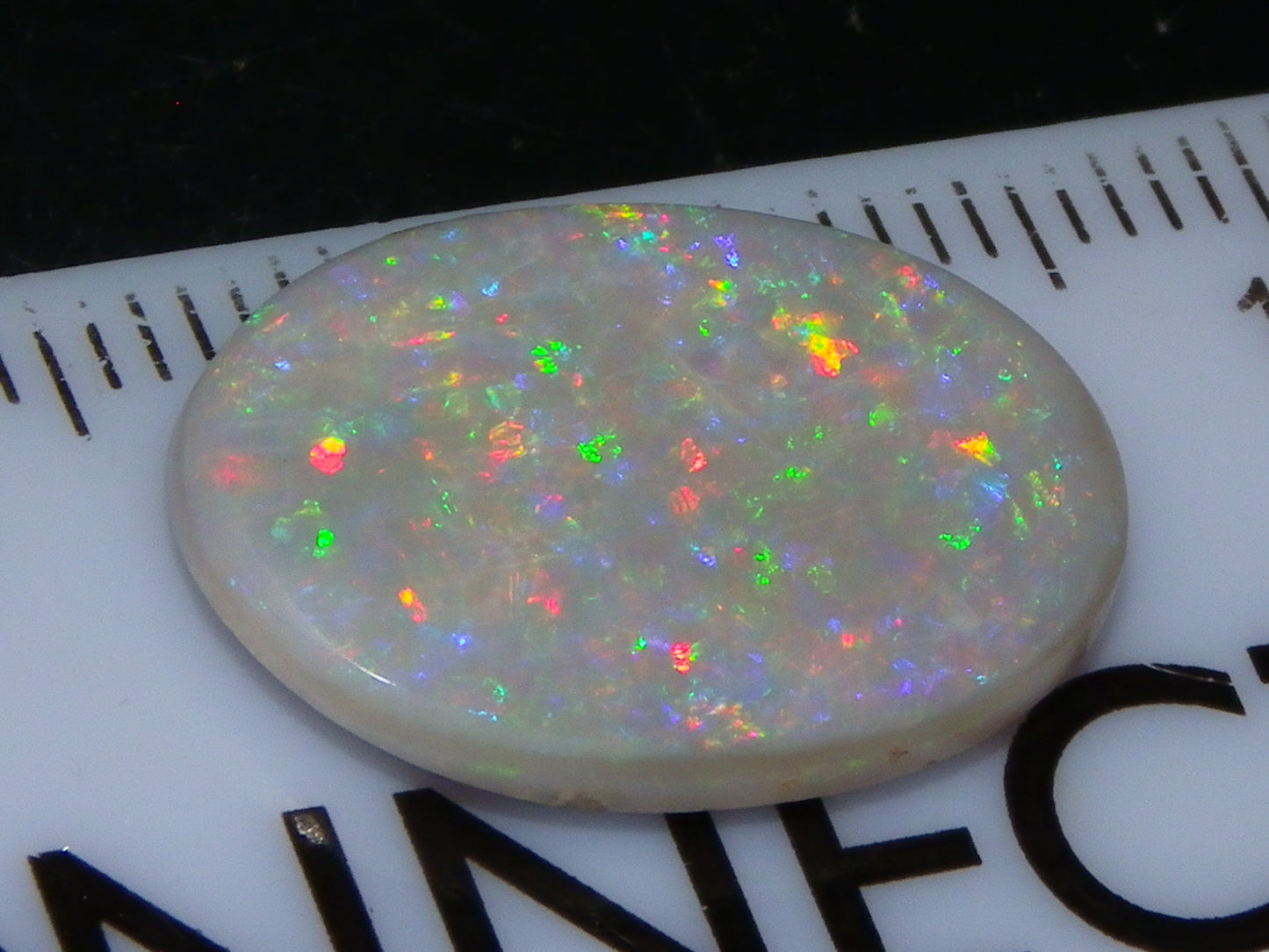 NIce Cut/Polished Mintabie Seam Opal Cab 4.8cts Multicolour Fires 18x12mm :)