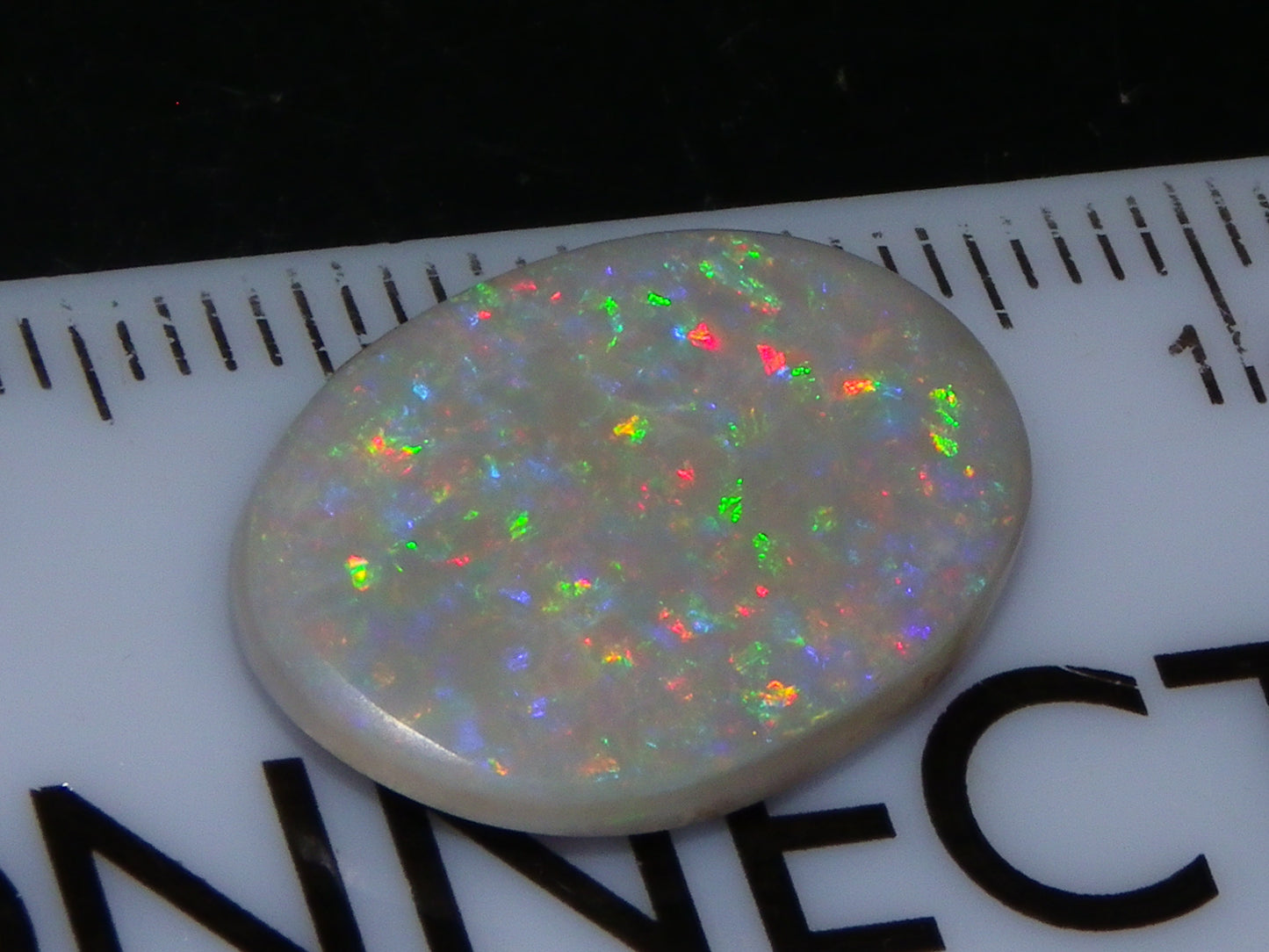 NIce Cut/Polished Mintabie Seam Opal Cab 4.8cts Multicolour Fires 18x12mm :)