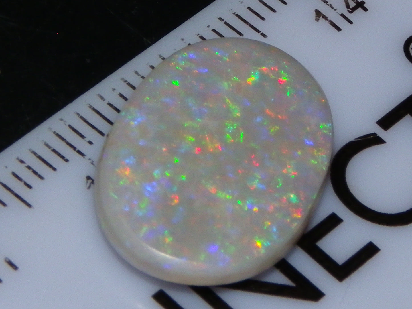 NIce Cut/Polished Mintabie Seam Opal Cab 4.8cts Multicolour Fires 18x12mm :)