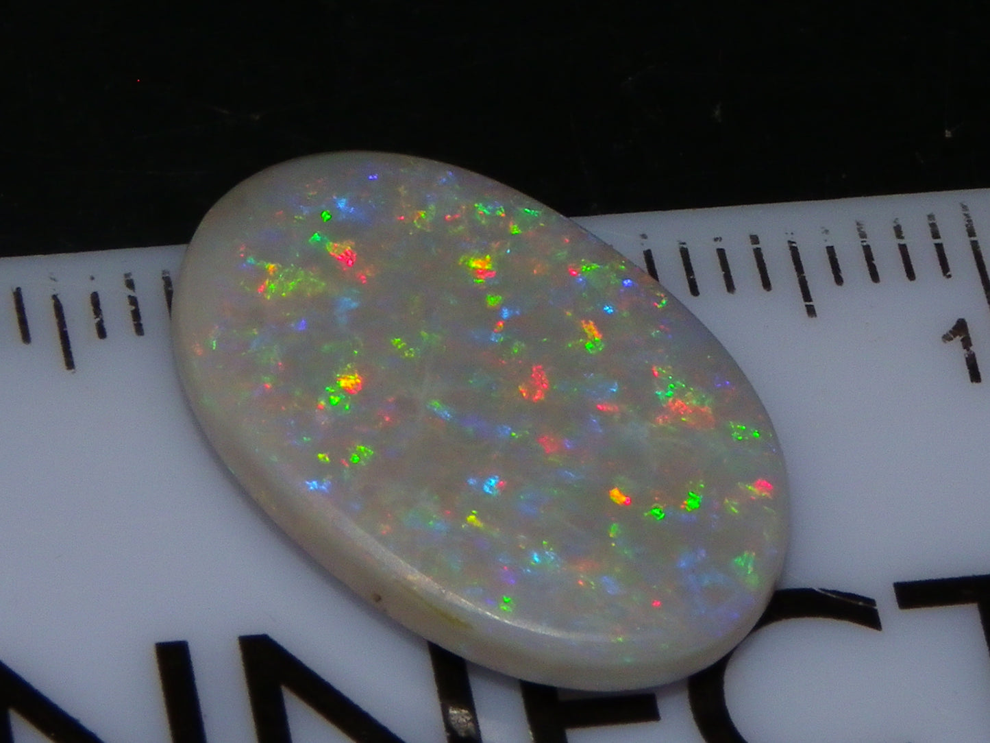 NIce Cut/Polished Mintabie Seam Opal Cab 4.8cts Multicolour Fires 18x12mm :)