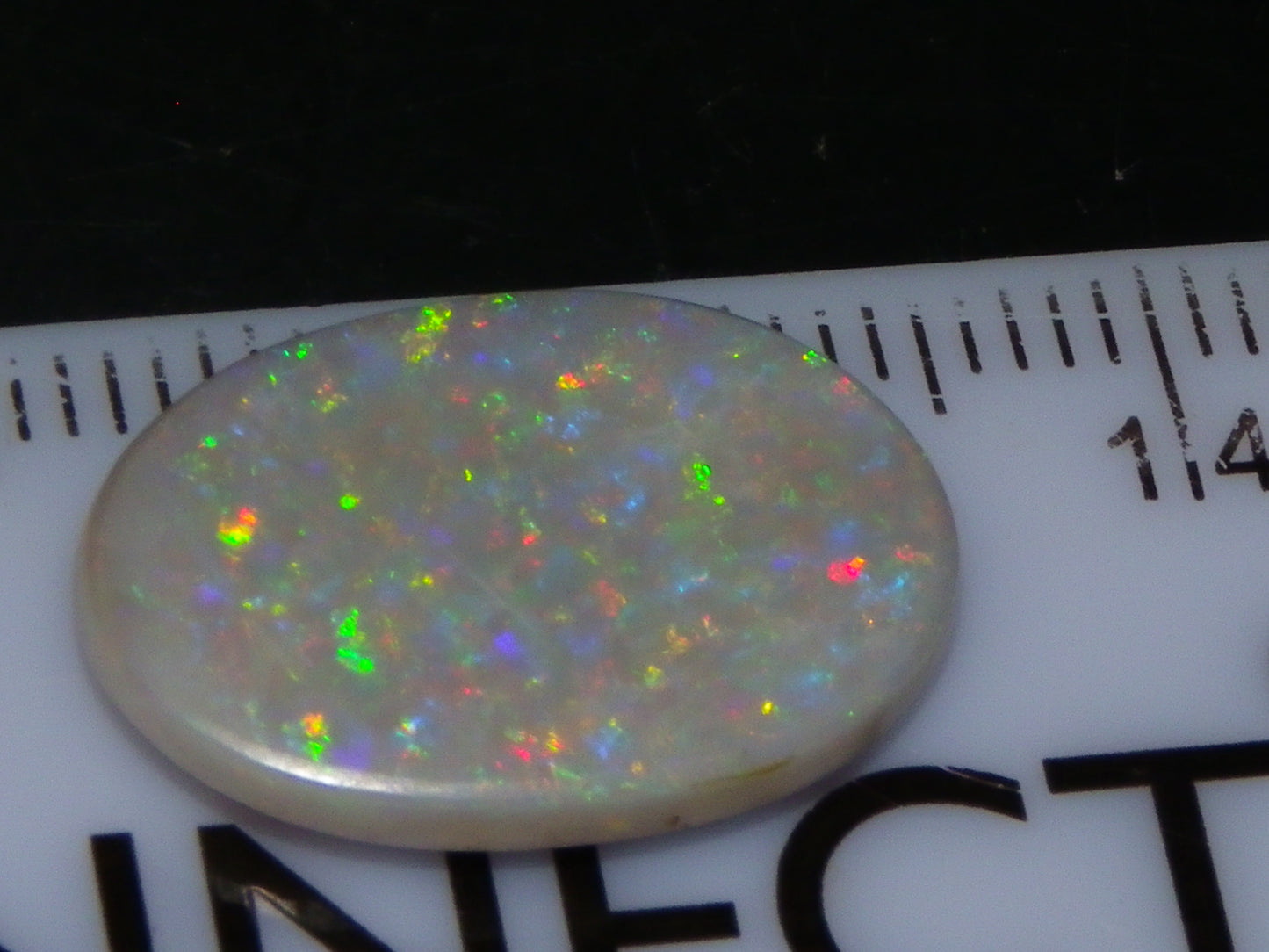 NIce Cut/Polished Mintabie Seam Opal Cab 4.8cts Multicolour Fires 18x12mm :)