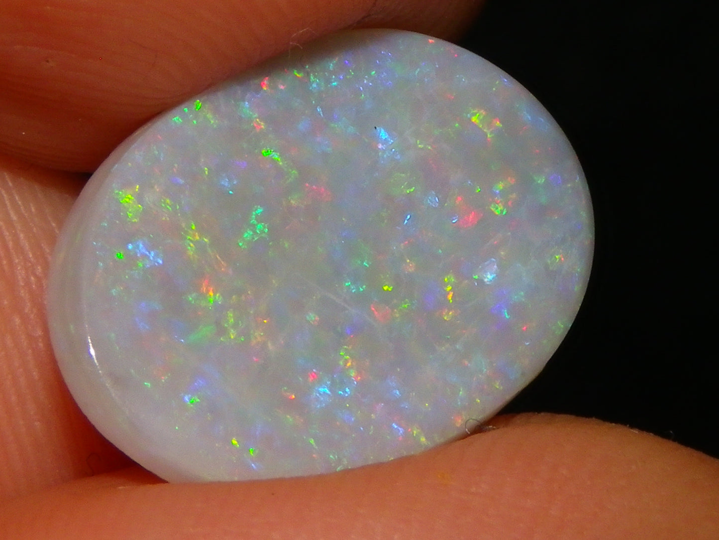 NIce Cut/Polished Mintabie Seam Opal Cab 4.8cts Multicolour Fires 18x12mm :)