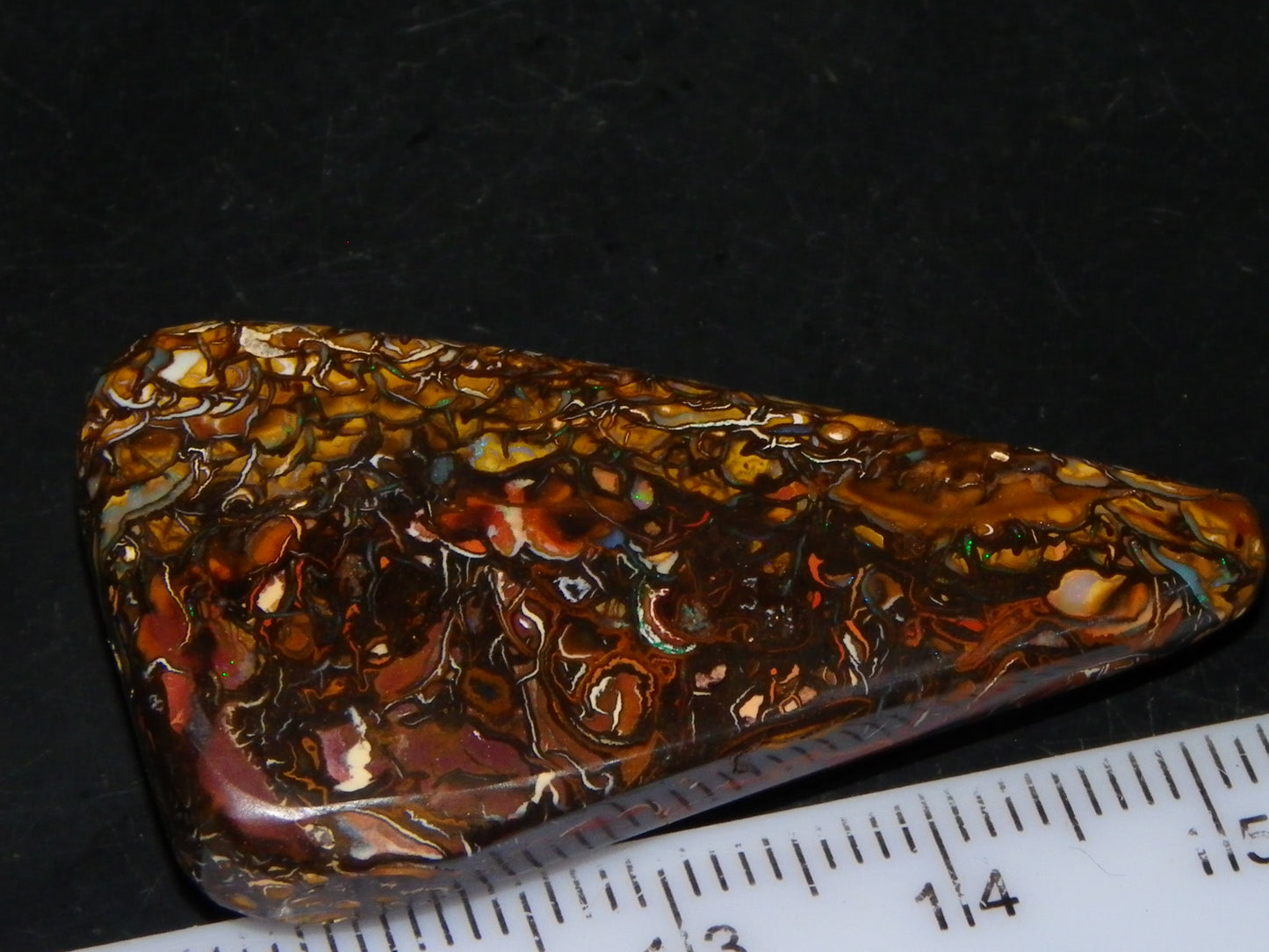 Nice Cut/Polished Yowah Nut Opal Cab 55.5cts Great Patterns/Some Fires Queensland Au