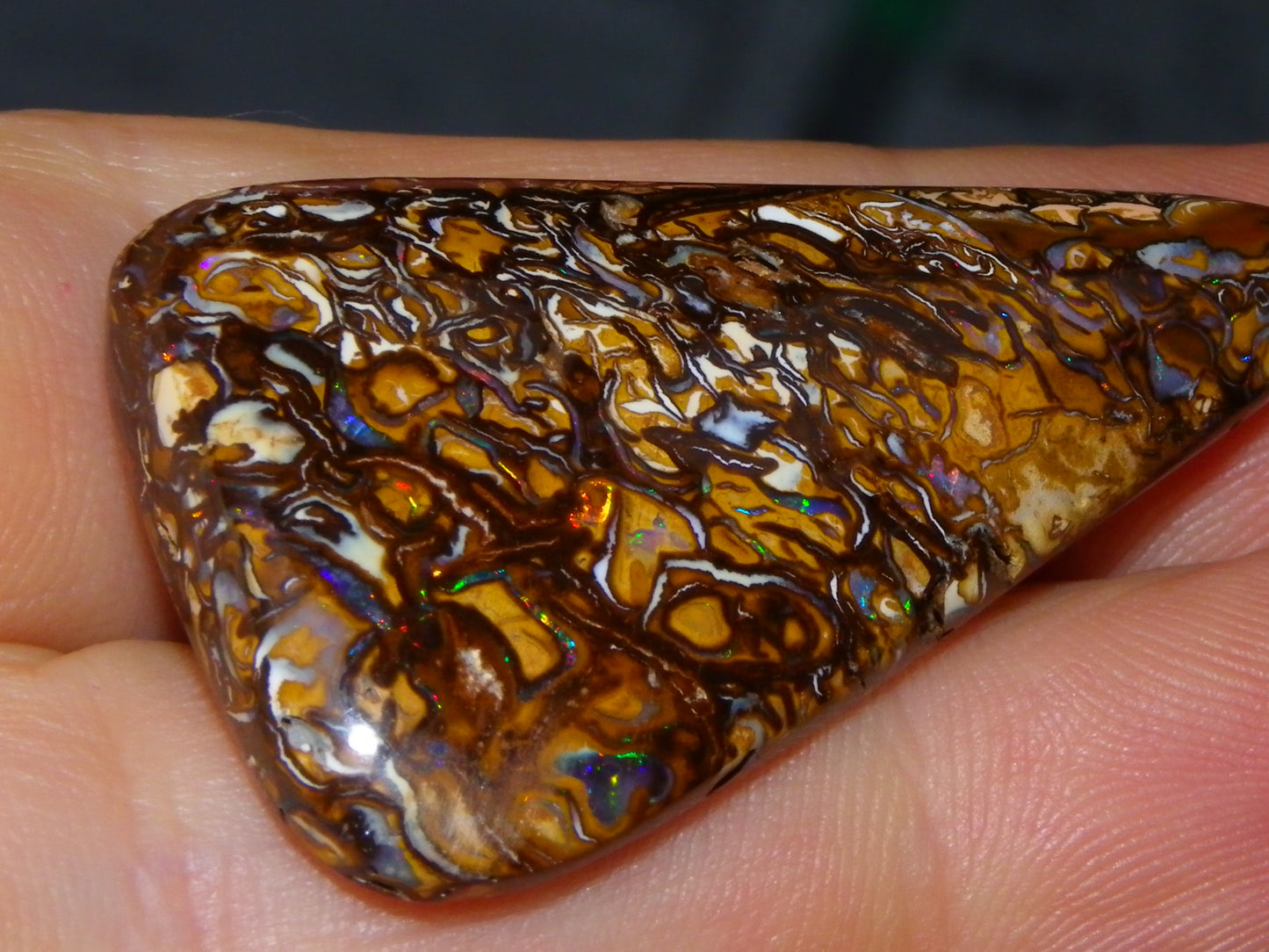 Nice Cut/Polished Yowah Nut Opal Cab 55.5cts Great Patterns/Some Fires Queensland Au