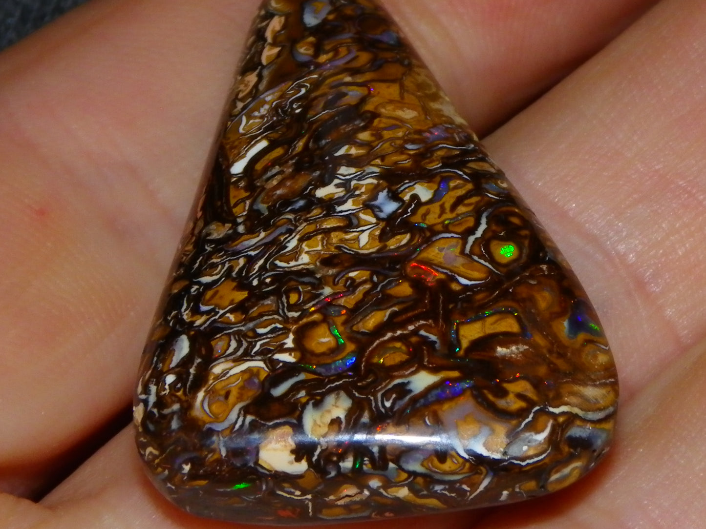 Nice Cut/Polished Yowah Nut Opal Cab 55.5cts Great Patterns/Some Fires Queensland Au