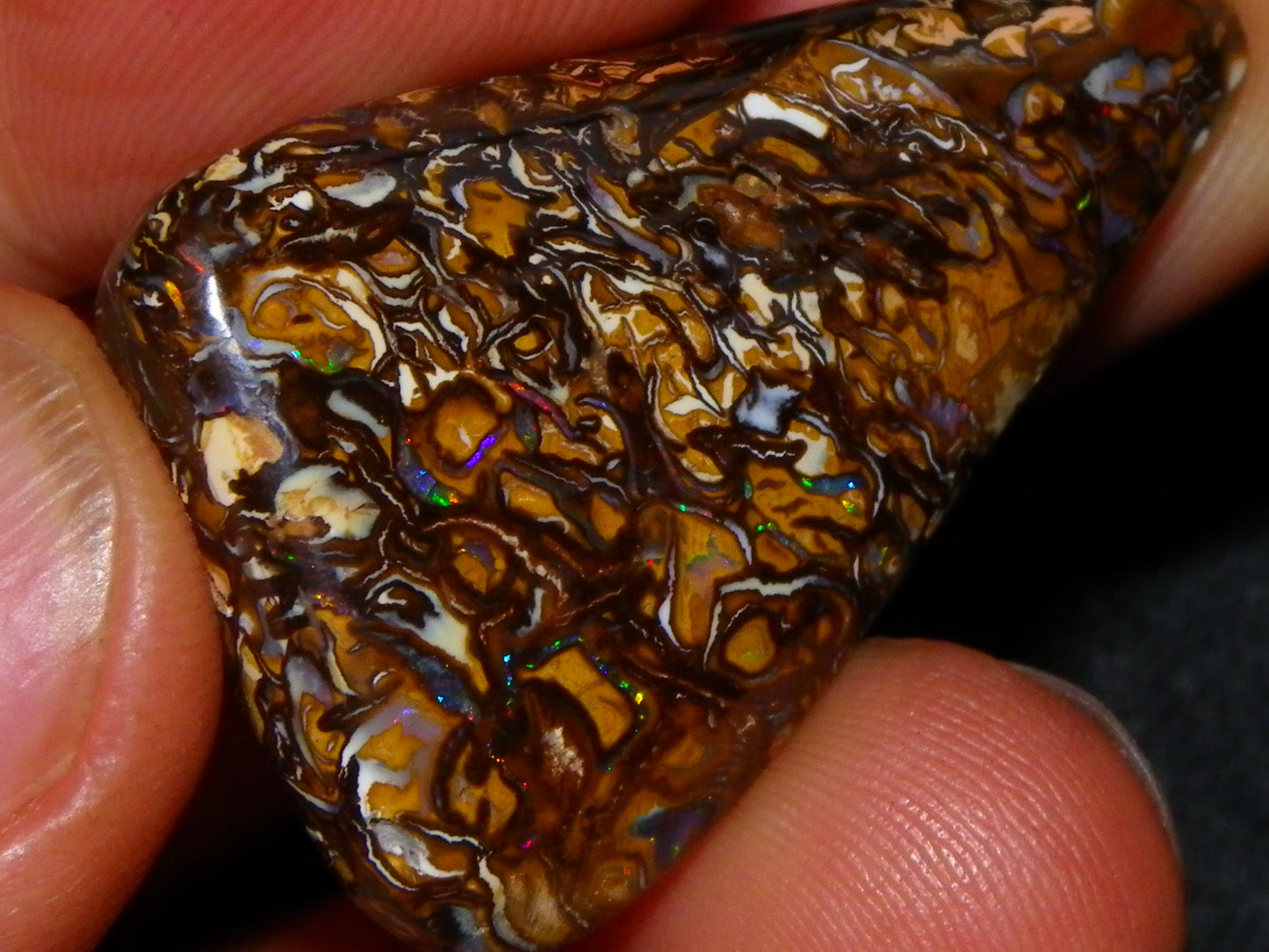 Nice Cut/Polished Yowah Nut Opal Cab 55.5cts Great Patterns/Some Fires Queensland Au