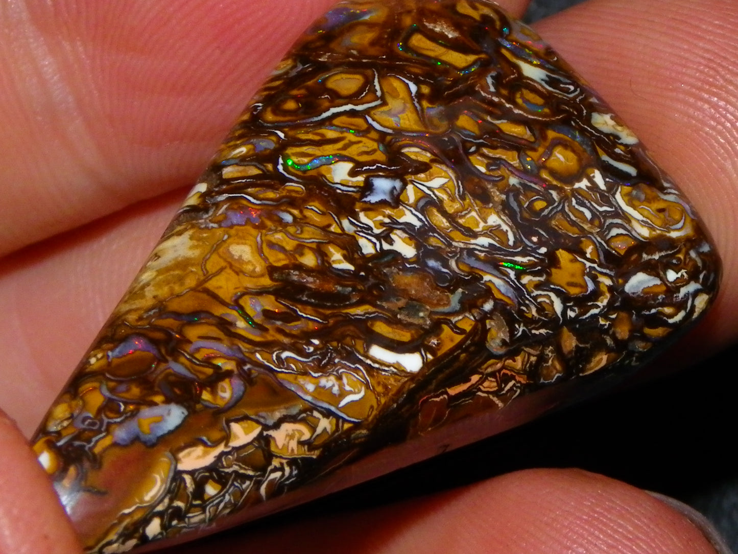 Nice Cut/Polished Yowah Nut Opal Cab 55.5cts Great Patterns/Some Fires Queensland Au