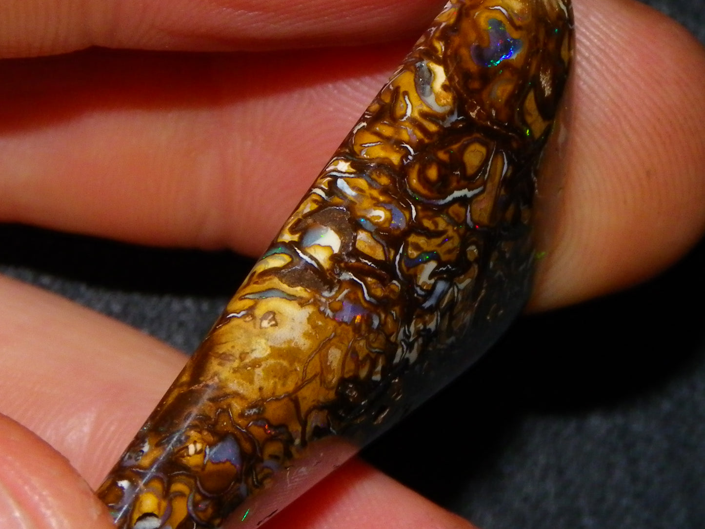 Nice Cut/Polished Yowah Nut Opal Cab 55.5cts Great Patterns/Some Fires Queensland Au