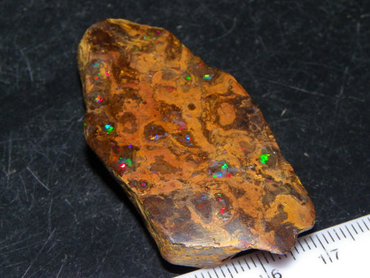 Nice Polished Matrix Opal Specimen/Rub 135cts Queensland Australia Red/Green/Blue Fires