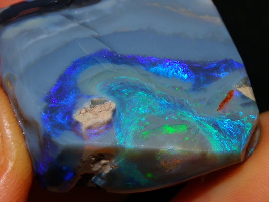 Large Rough/Sliced Lightning Ridge Opal specimen 111.5cts Blue/Purple/Green Fires Carve/Cut.,