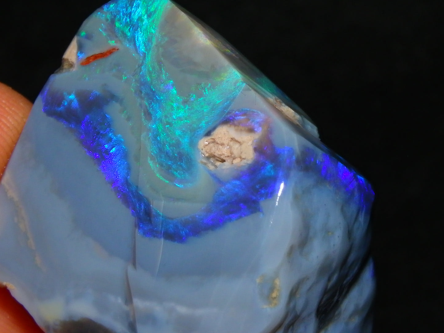 Large Rough/Sliced Lightning Ridge Opal specimen 111.5cts Blue/Purple/Green Fires Carve/Cut.,