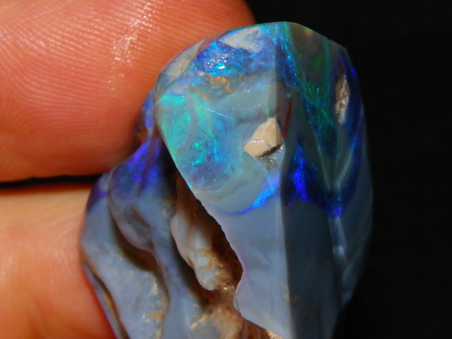 Large Rough/Sliced Lightning Ridge Opal specimen 111.5cts Blue/Purple/Green Fires Carve/Cut.,