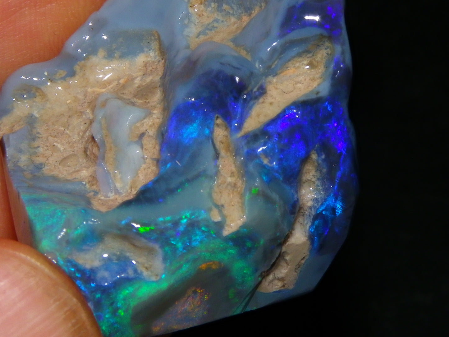 Large Rough/Sliced Lightning Ridge Opal specimen 111.5cts Blue/Purple/Green Fires Carve/Cut.,