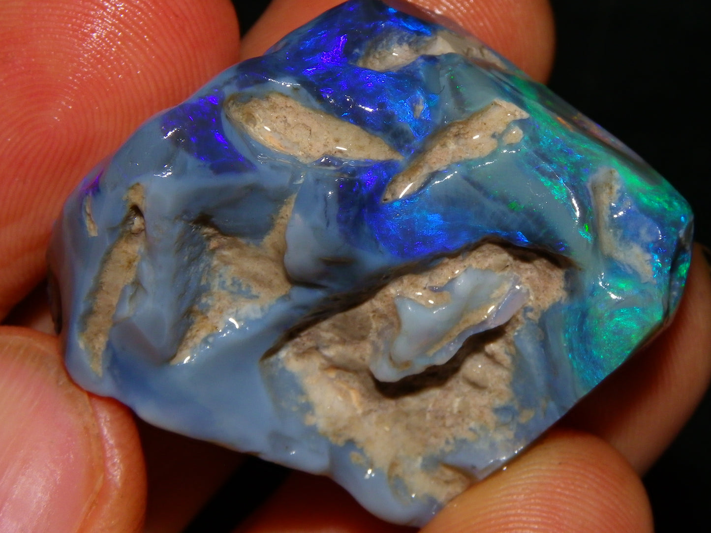 Large Rough/Sliced Lightning Ridge Opal specimen 111.5cts Blue/Purple/Green Fires Carve/Cut.,