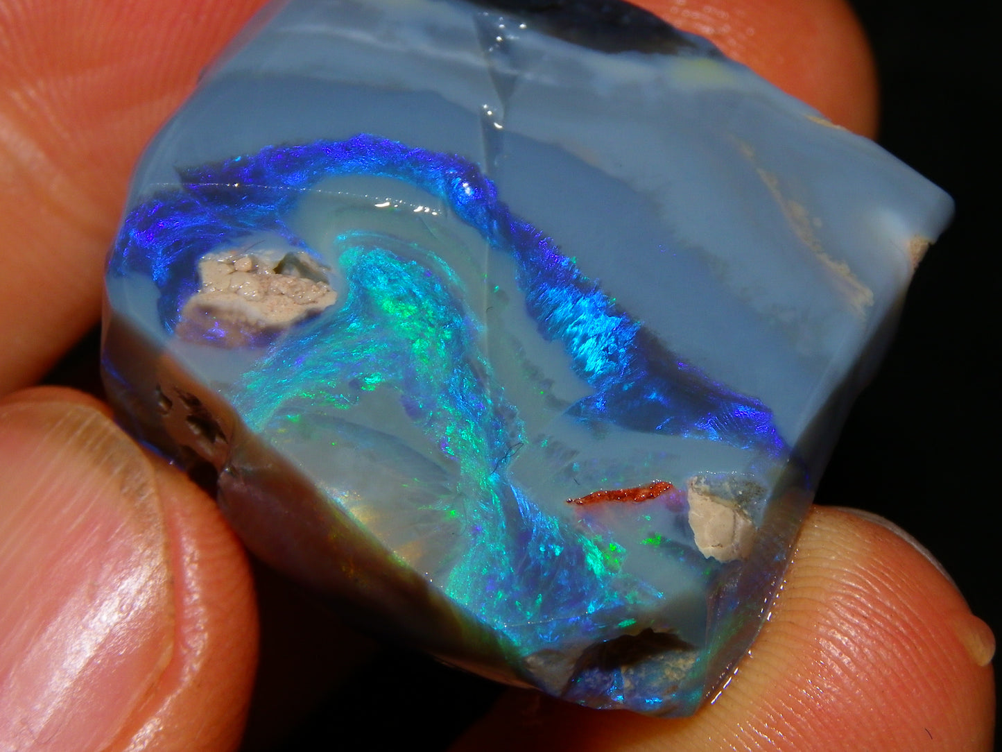 Large Rough/Sliced Lightning Ridge Opal specimen 111.5cts Blue/Purple/Green Fires Carve/Cut.,