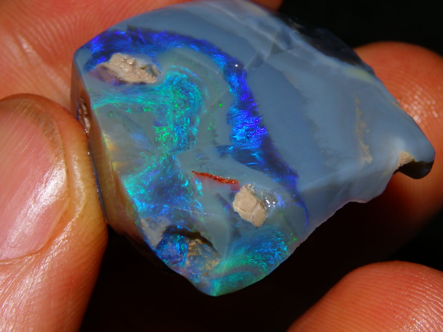 Large Rough/Sliced Lightning Ridge Opal specimen 111.5cts Blue/Purple/Green Fires Carve/Cut.,