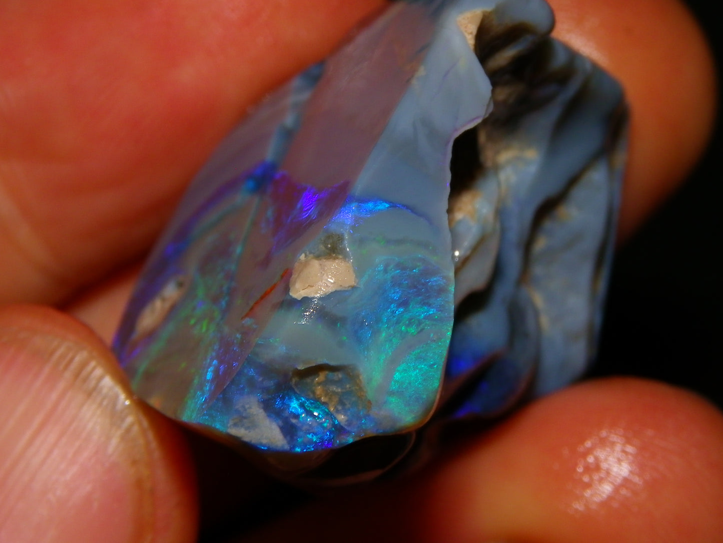 Large Rough/Sliced Lightning Ridge Opal specimen 111.5cts Blue/Purple/Green Fires Carve/Cut.,