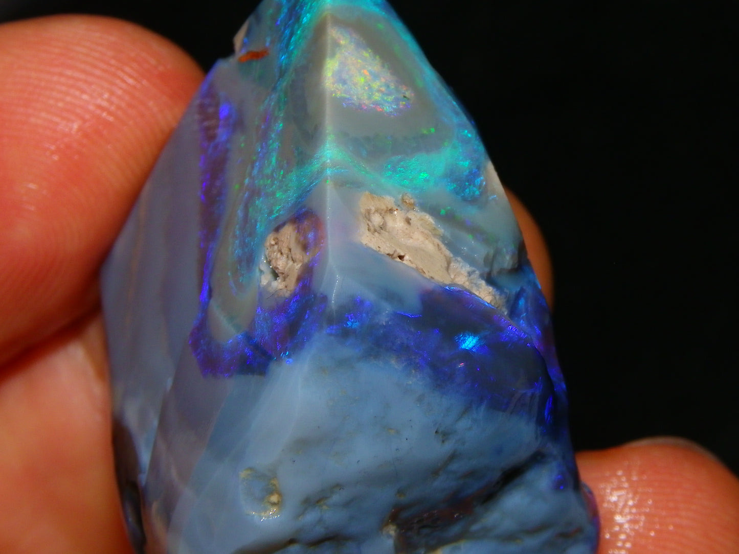 Large Rough/Sliced Lightning Ridge Opal specimen 111.5cts Blue/Purple/Green Fires Carve/Cut.,