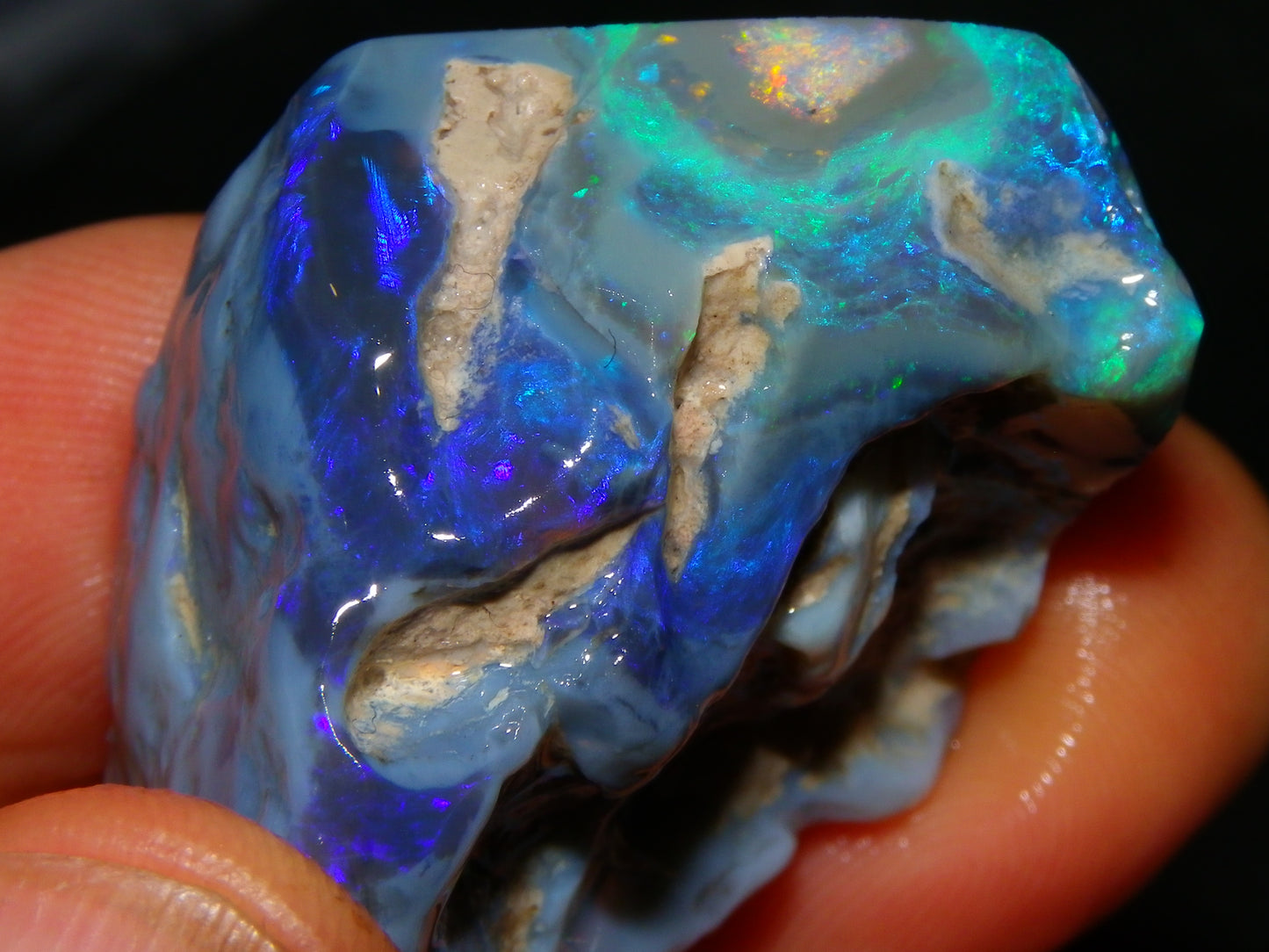 Large Rough/Sliced Lightning Ridge Opal specimen 111.5cts Blue/Purple/Green Fires Carve/Cut.,