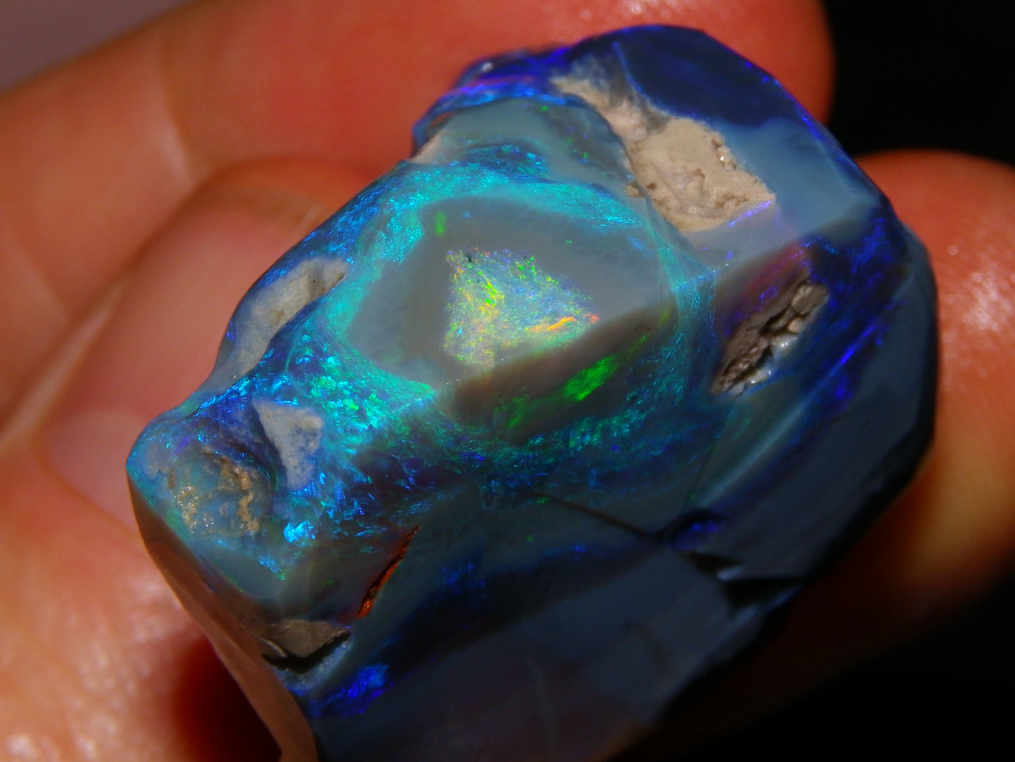 Large Rough/Sliced Lightning Ridge Opal specimen 111.5cts Blue/Purple/Green Fires Carve/Cut.,