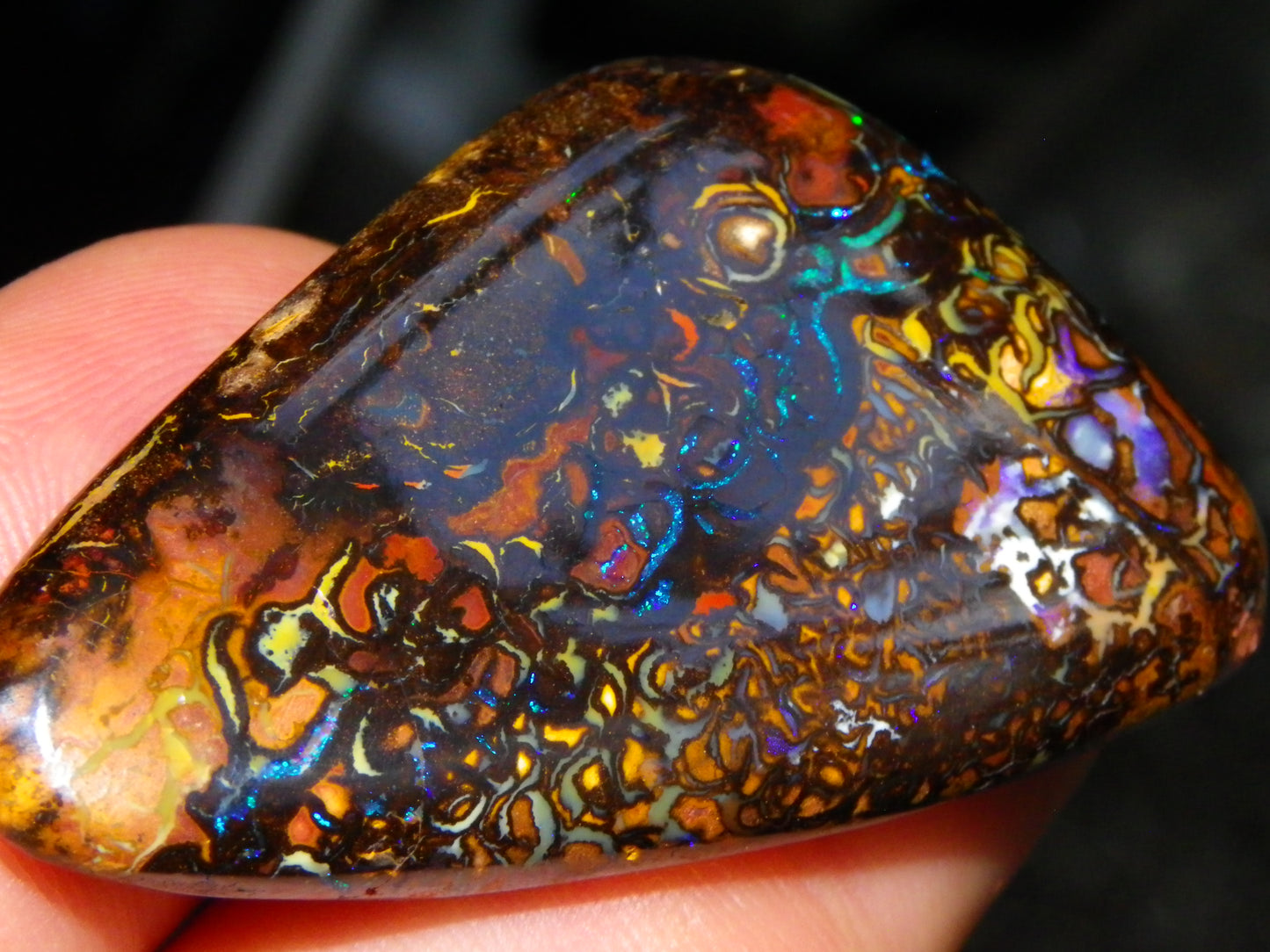 Nice Quality Cut/Polished Koroit Opal Cab/Gem 75.79cts Patterns/Fires Queensland Australia
