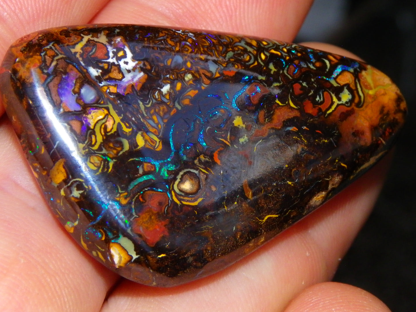 Nice Quality Cut/Polished Koroit Opal Cab/Gem 75.79cts Patterns/Fires Queensland Australia