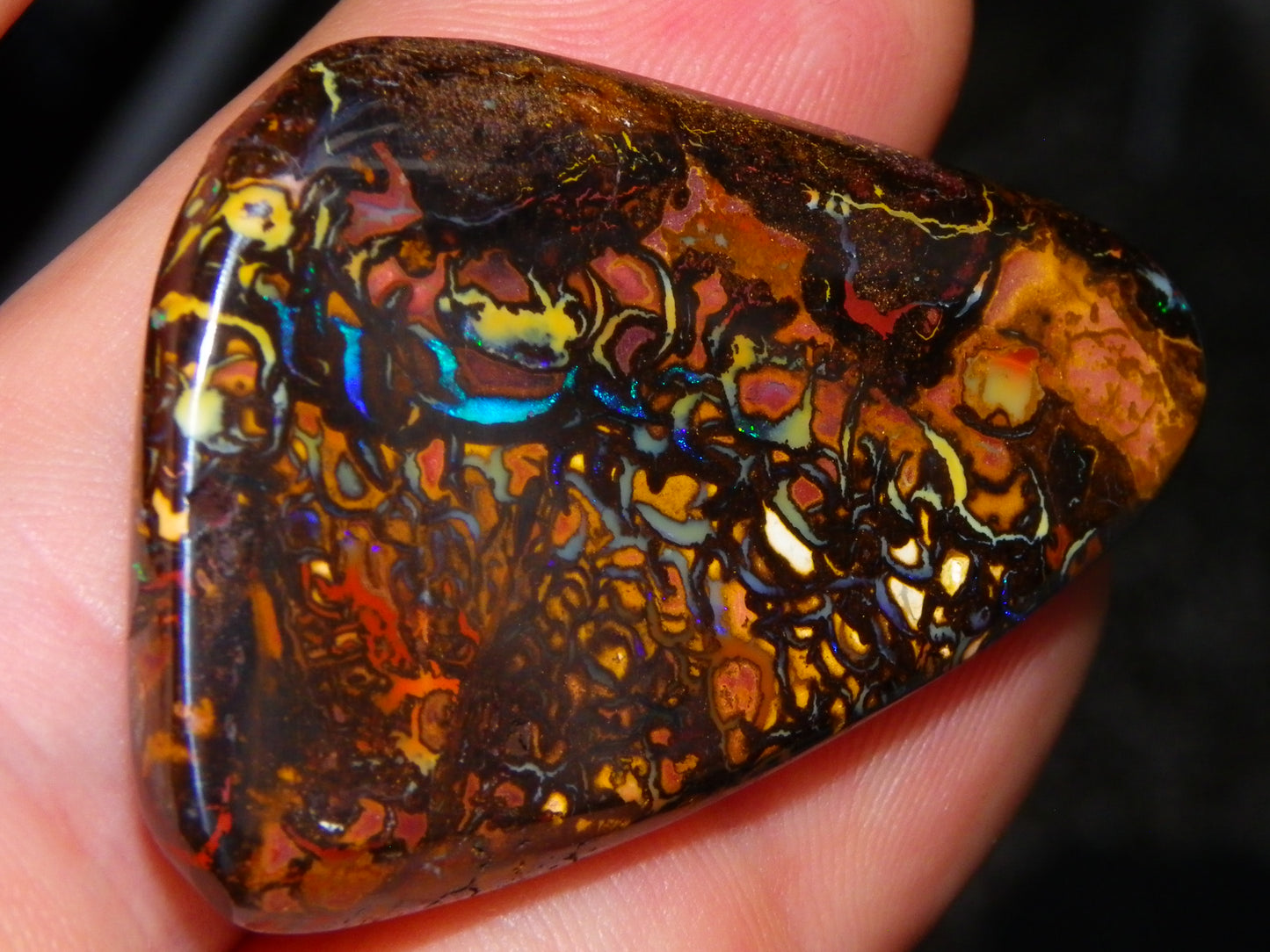 Nice Quality Cut/Polished Koroit Opal Cab/Gem 75.79cts Patterns/Fires Queensland Australia