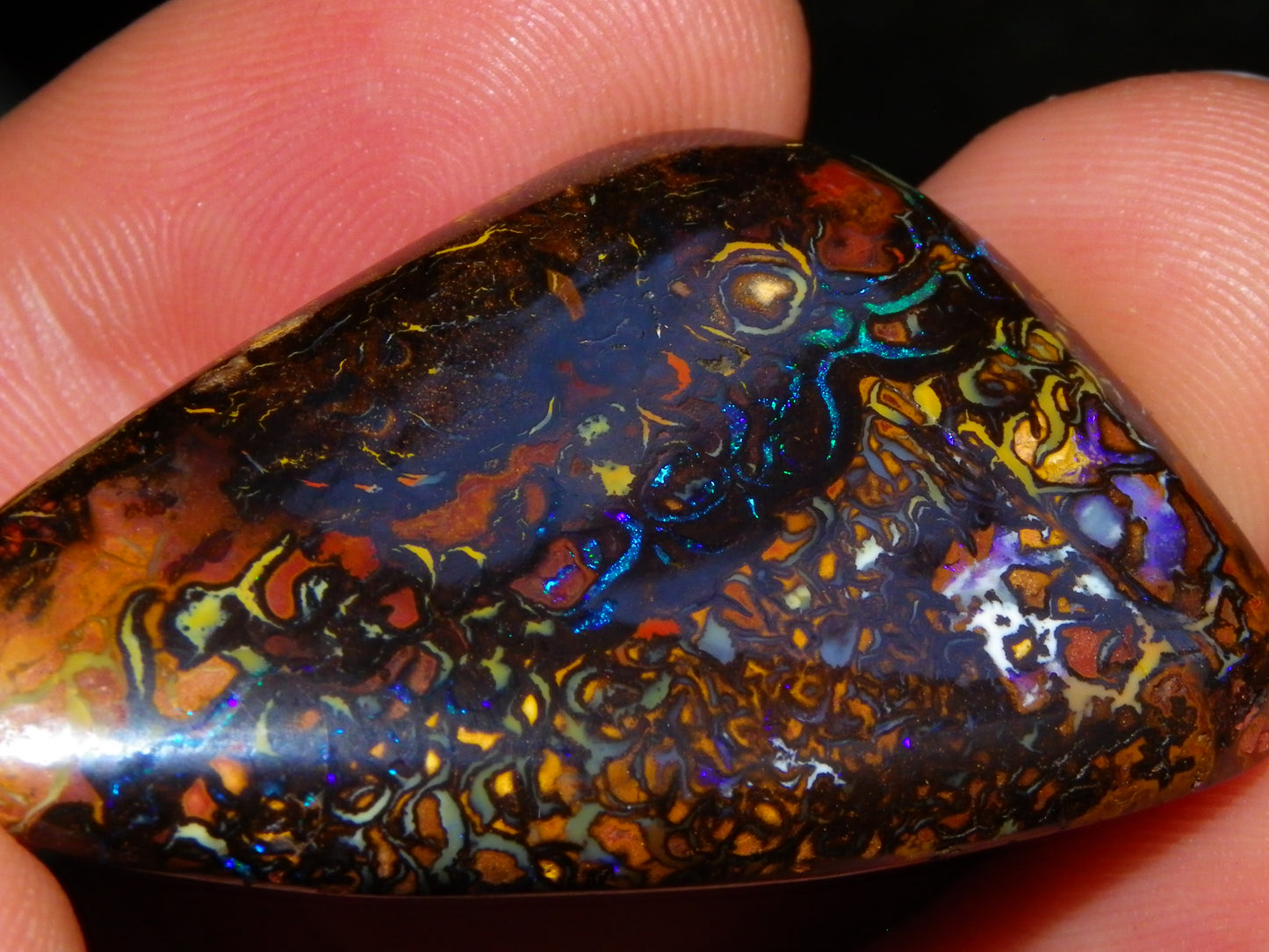 Nice Quality Cut/Polished Koroit Opal Cab/Gem 75.79cts Patterns/Fires Queensland Australia