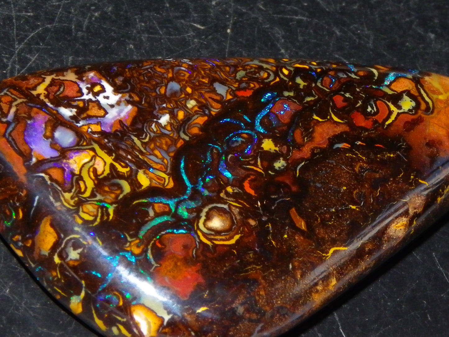 Nice Quality Cut/Polished Koroit Opal Cab/Gem 75.79cts Patterns/Fires Queensland Australia