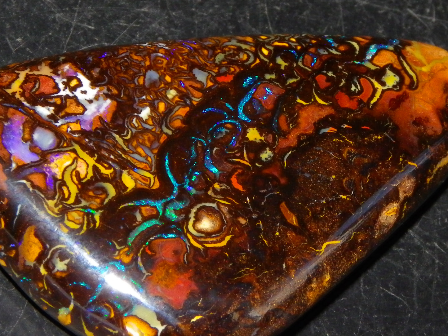 Nice Quality Cut/Polished Koroit Opal Cab/Gem 75.79cts Patterns/Fires Queensland Australia