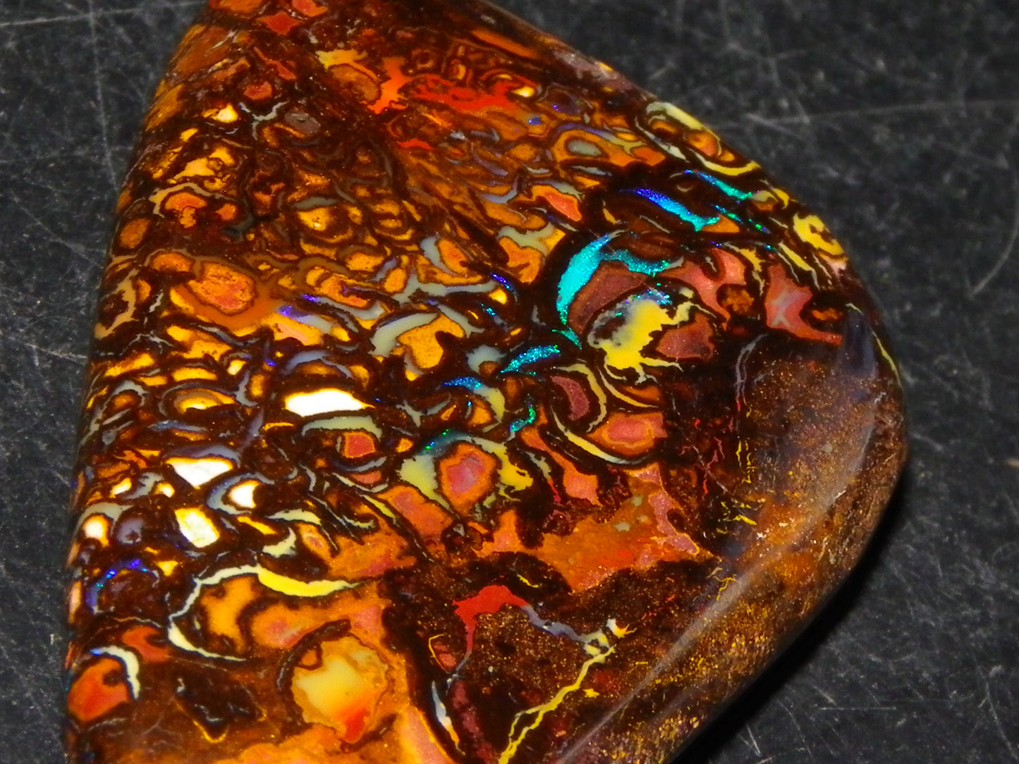 Nice Quality Cut/Polished Koroit Opal Cab/Gem 75.79cts Patterns/Fires Queensland Australia