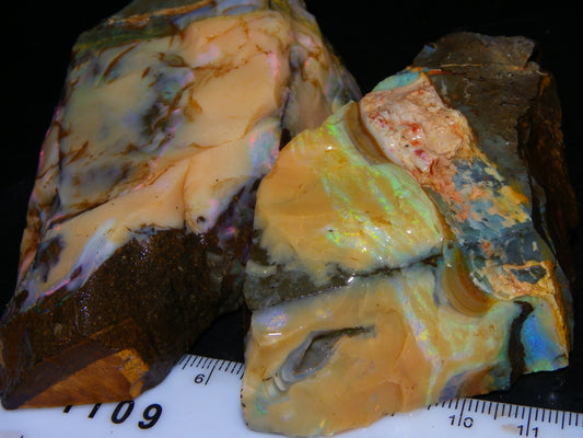 2 Nice Rough Boulder Opal Specimens 2704cts Queensland Australia Some Fires/Patterns