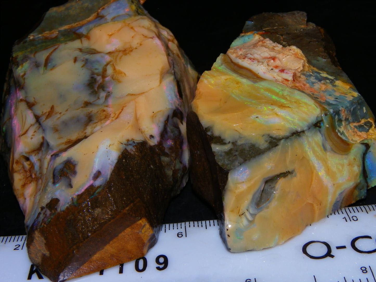 2 Nice Rough Boulder Opal Specimens 2704cts Queensland Australia Some Fires/Patterns