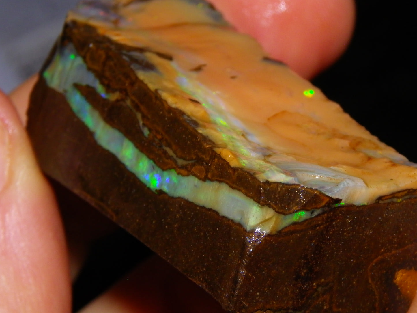Nice Rough Sliced/Split Boulder Opals 578cts Green/Gold Stripes/Fires Some Reds