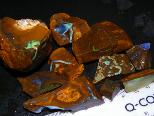Nice Rubbed/Rough/Sliced Boulder Opals 1385cts Some Veins/Fires Green/Blues