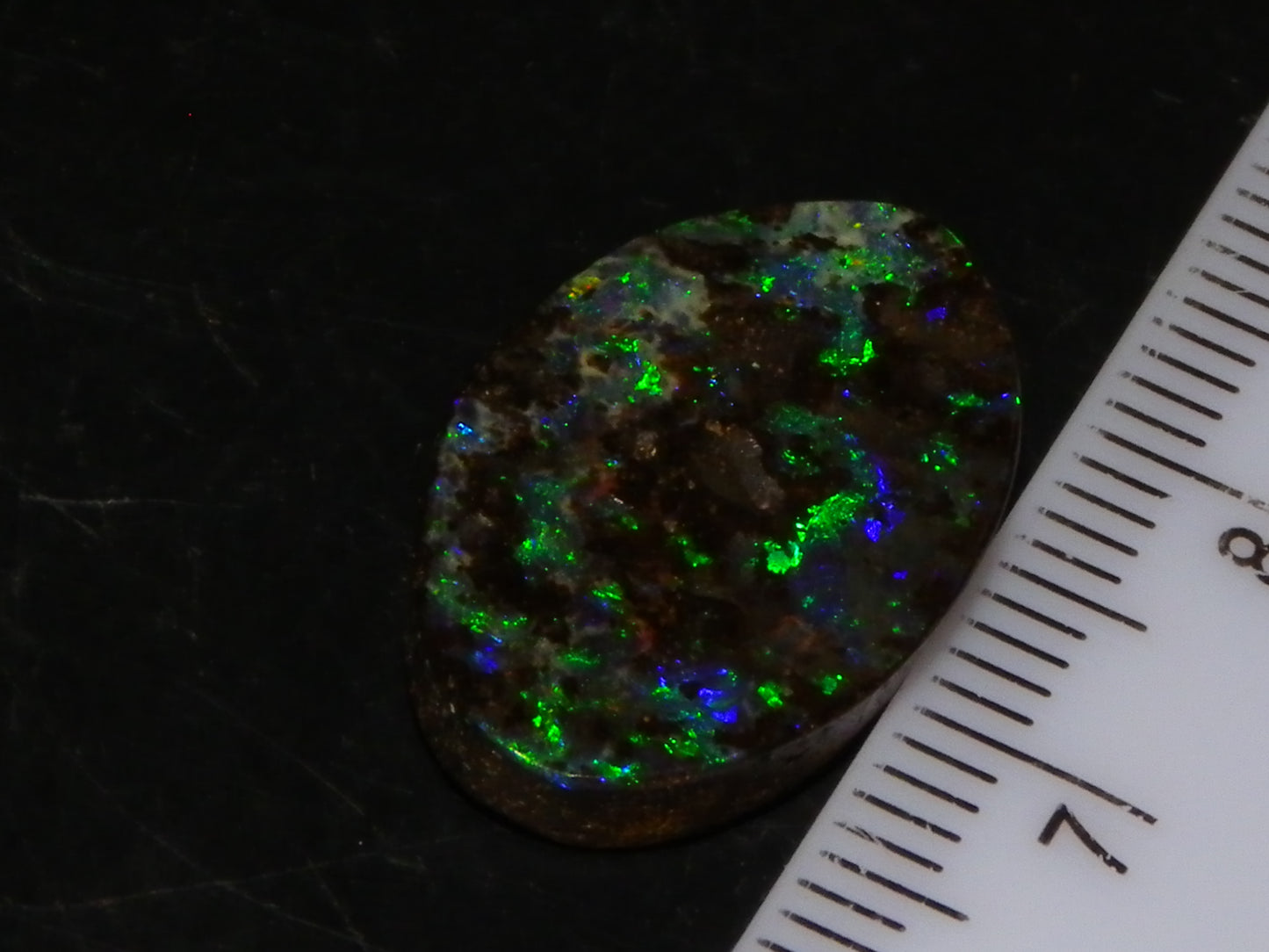 Nice Cut/Dremmel Polished Boulder Opal Cab 8.05cts Queensland Australia Green/Blues