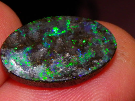 Nice Cut/Dremmel Polished Boulder Opal Cab 8.05cts Queensland Australia Green/Blues