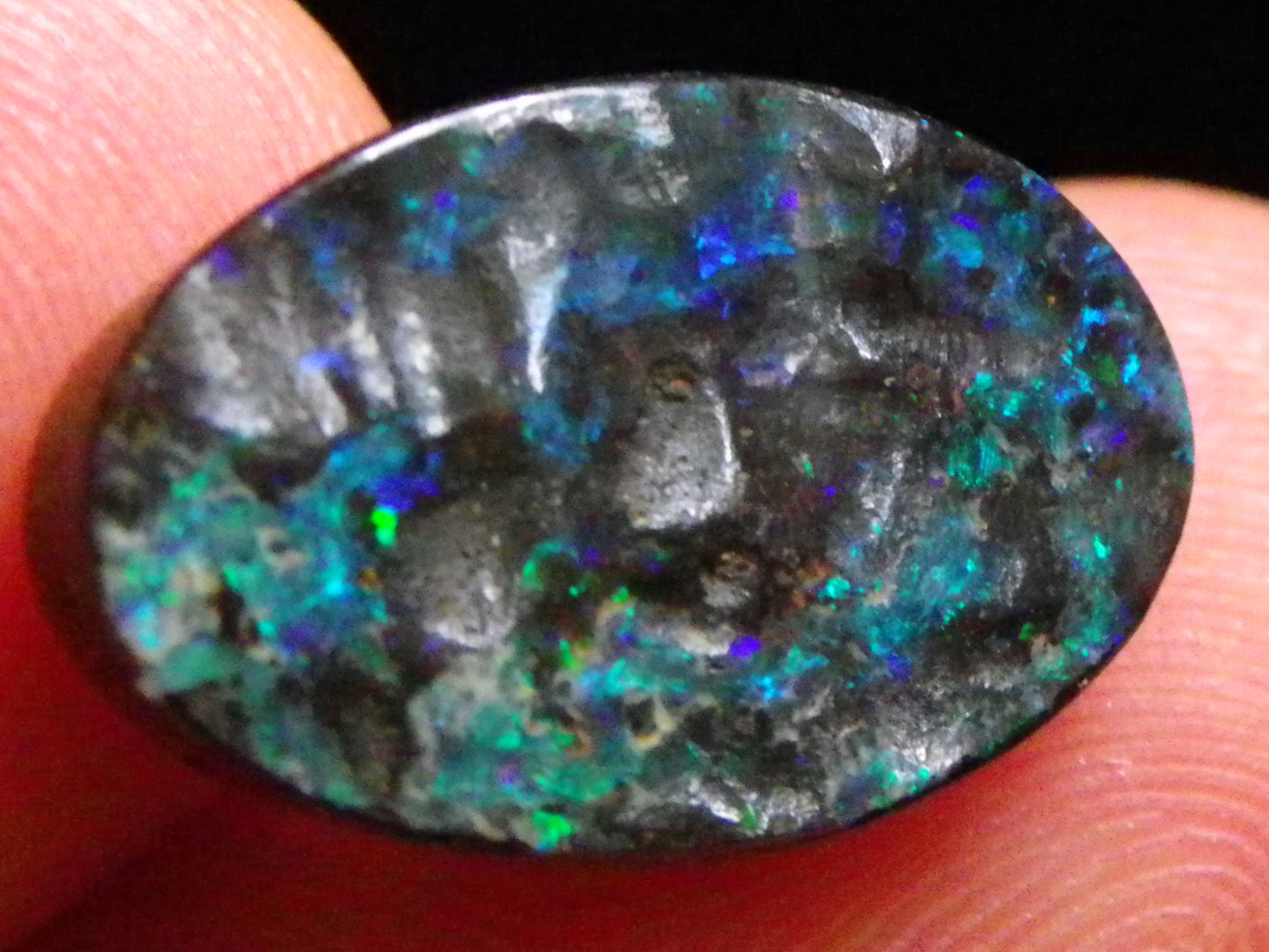 Nice Cut/Dremmel Polished Boulder Opal Cab 8.05cts Queensland Australia Green/Blues