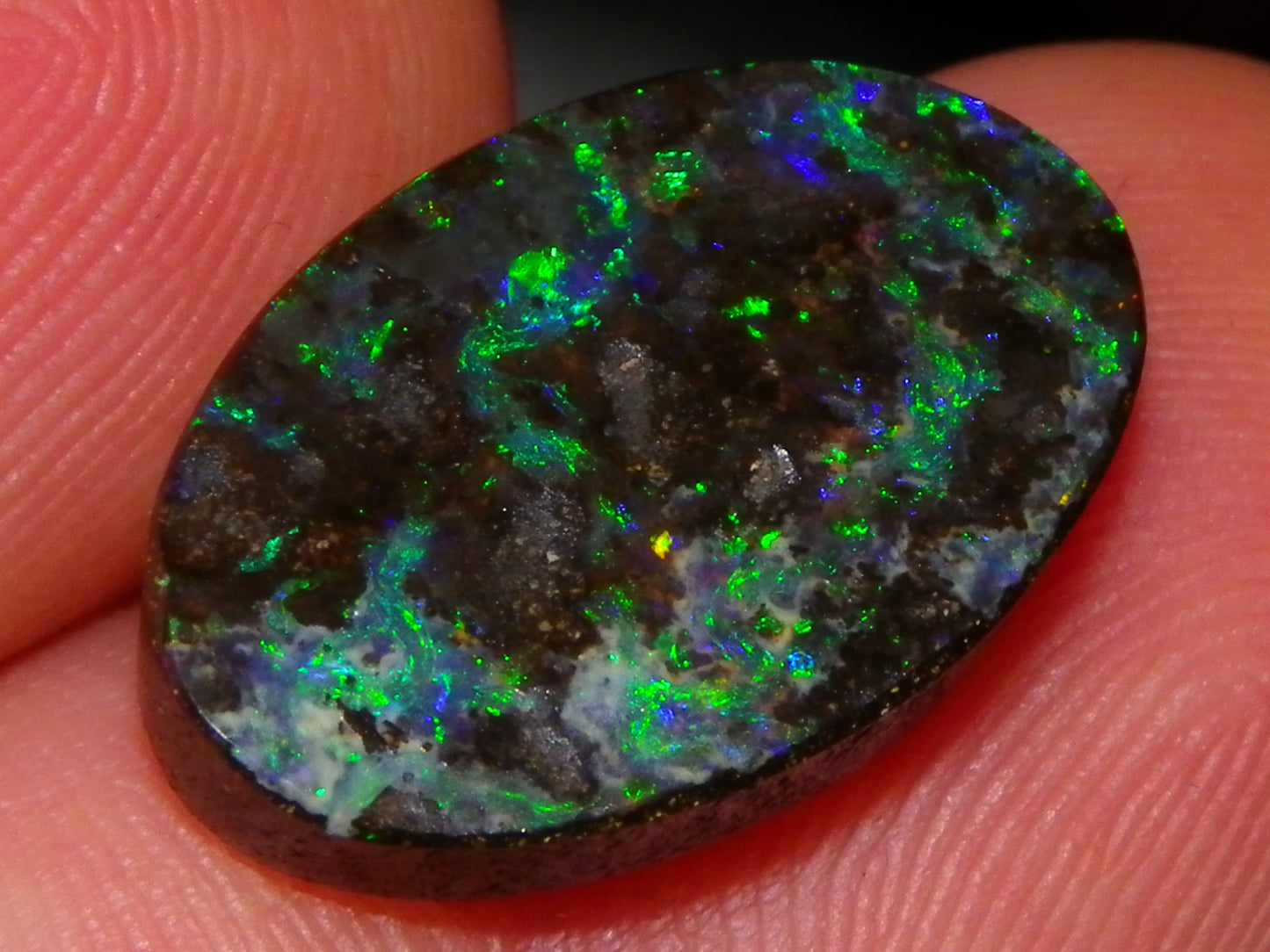 Nice Cut/Dremmel Polished Boulder Opal Cab 8.05cts Queensland Australia Green/Blues