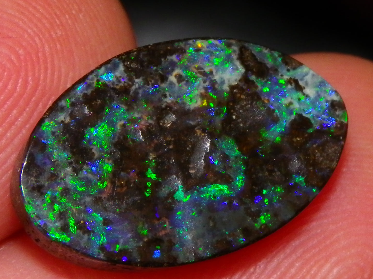 Nice Cut/Dremmel Polished Boulder Opal Cab 8.05cts Queensland Australia Green/Blues